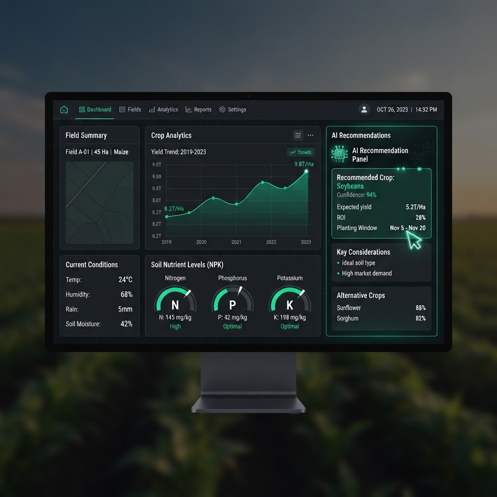 AgroArc smart farmer support dashboard