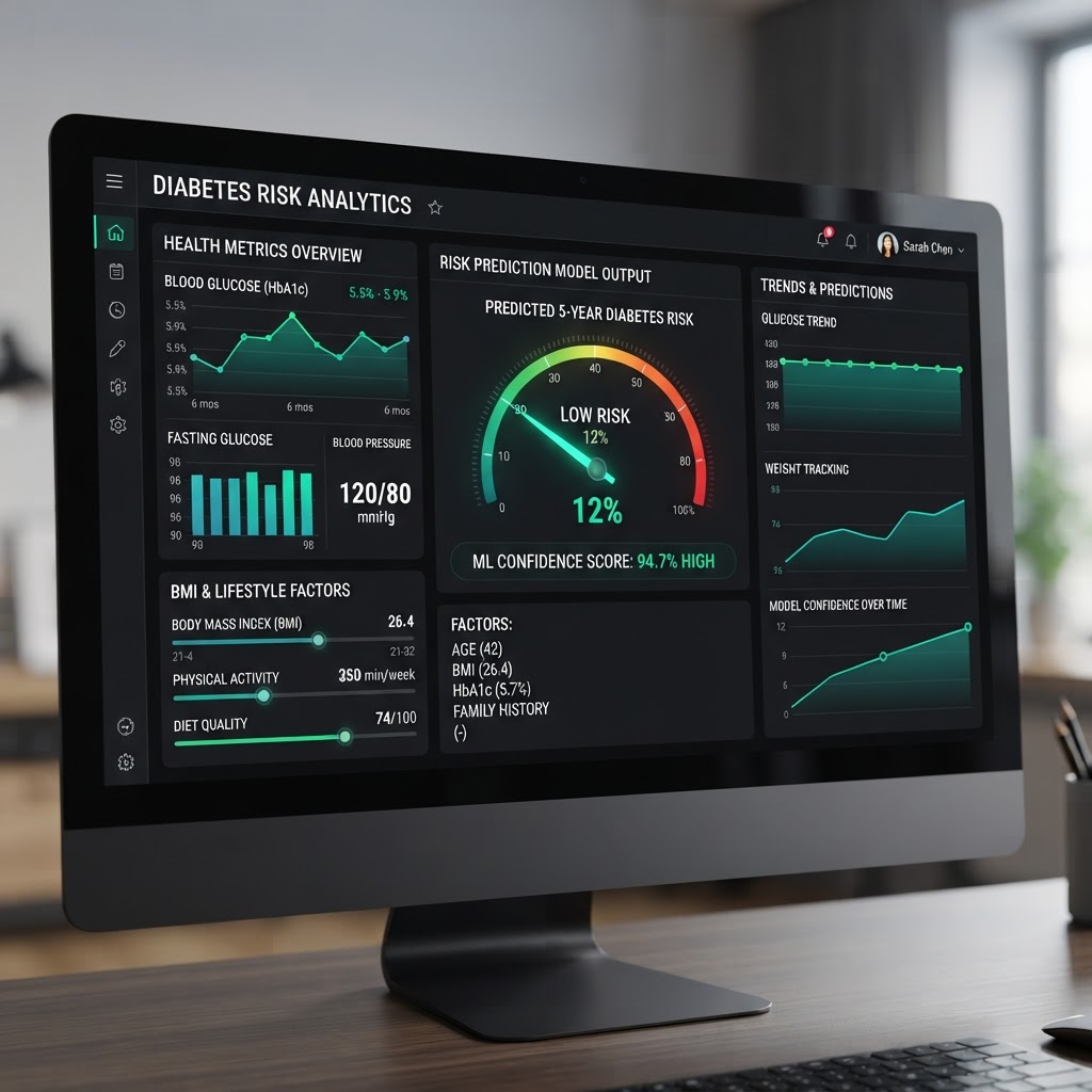 DiaFlux diabetes risk prediction dashboard